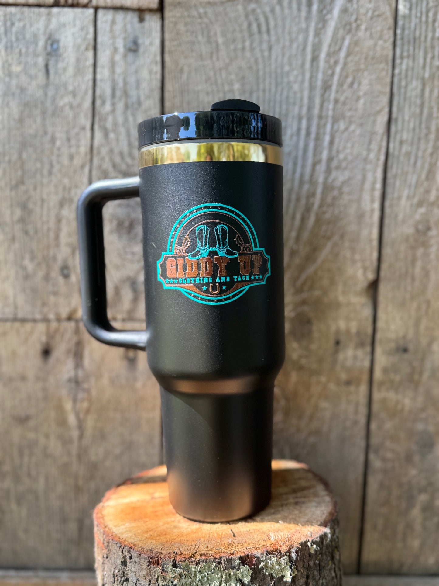 40 oz Tumbler with Giddy Up Logo – Hot or Cold for Hours