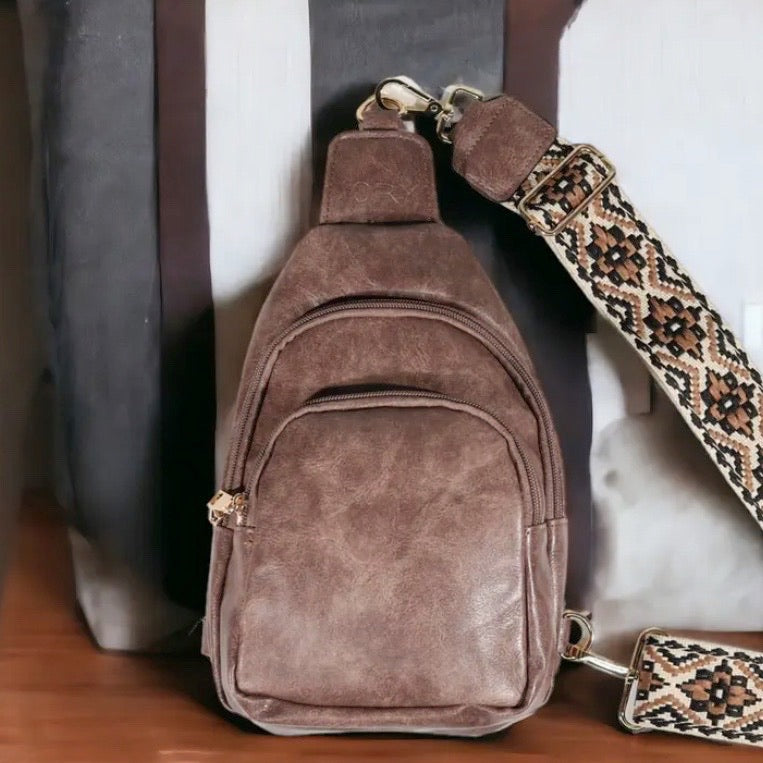 Crossbody Sling Bag with Western Guitar Strap