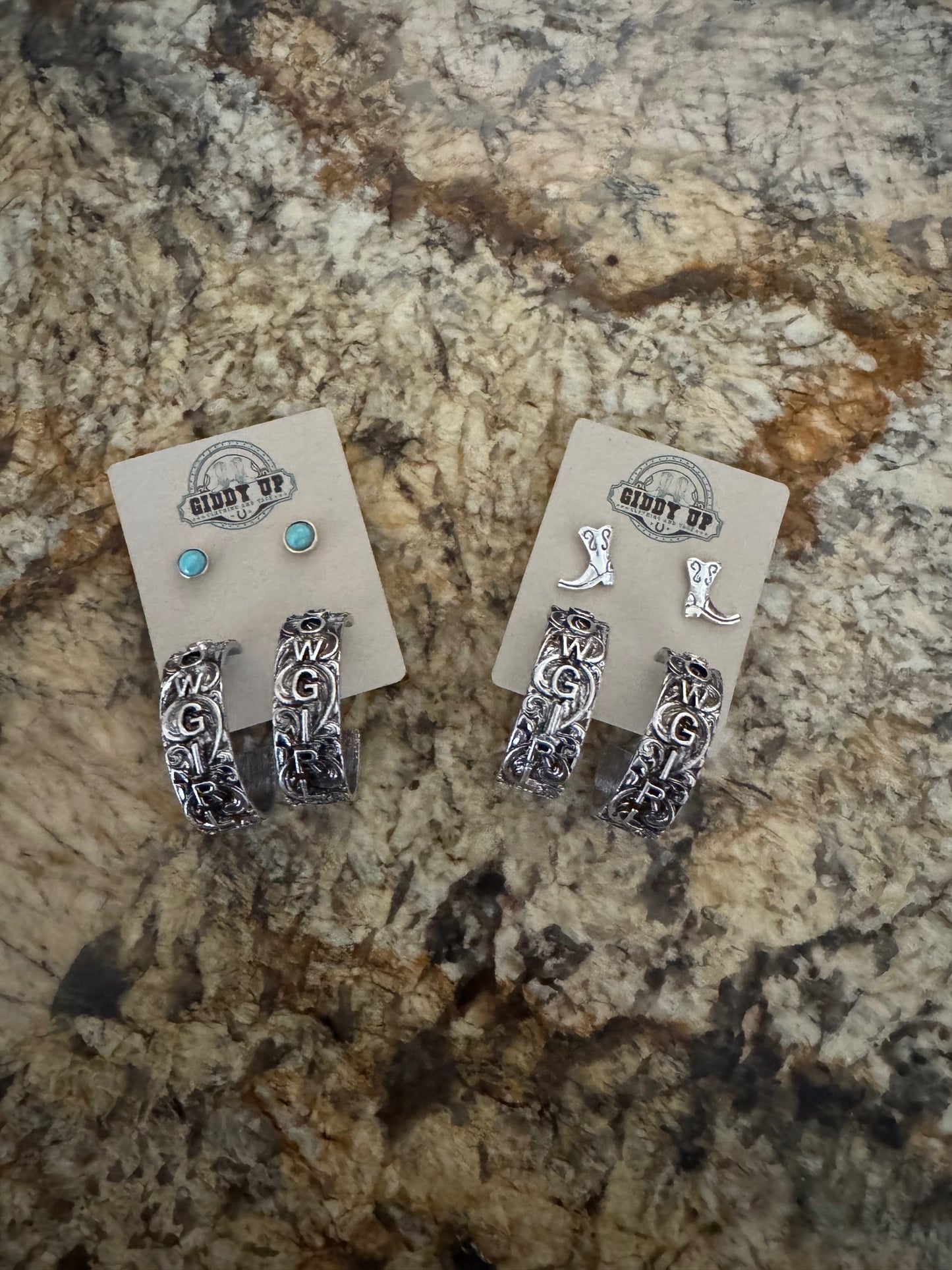 Cowgirl Hoop Earring with Stud set