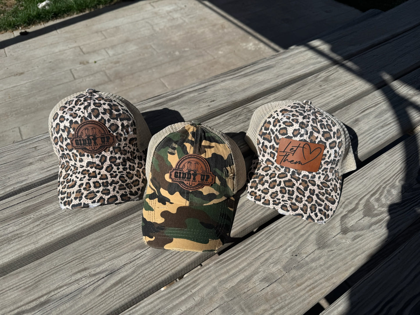 Women’s Criss-Cross Ponytail Hat with Leather Patch