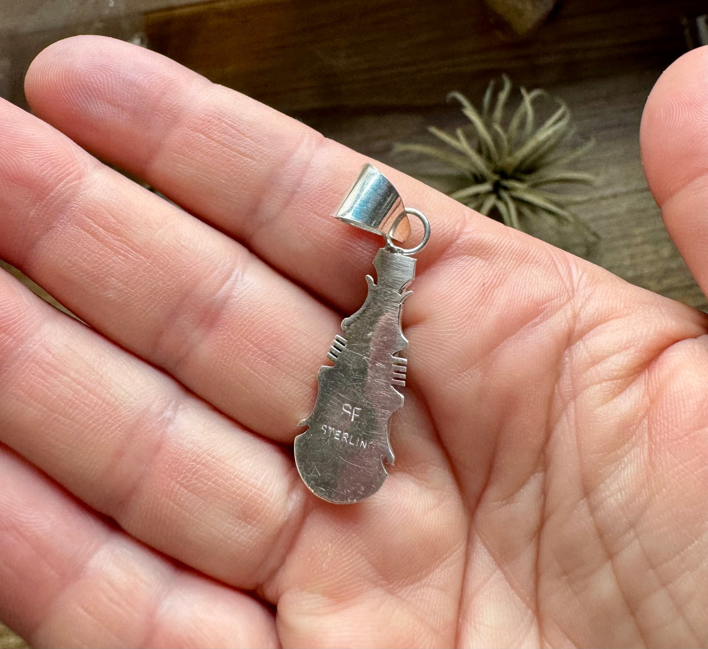 Teardrop Pendant with Kingman Turquoise – Option 5 – Sterling Silver – Native Made by SF – Fits 5mm