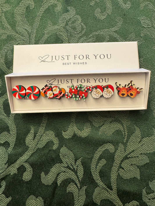 Christmas Earring Gift Set – 5 Pairs in “Just for You” Box
