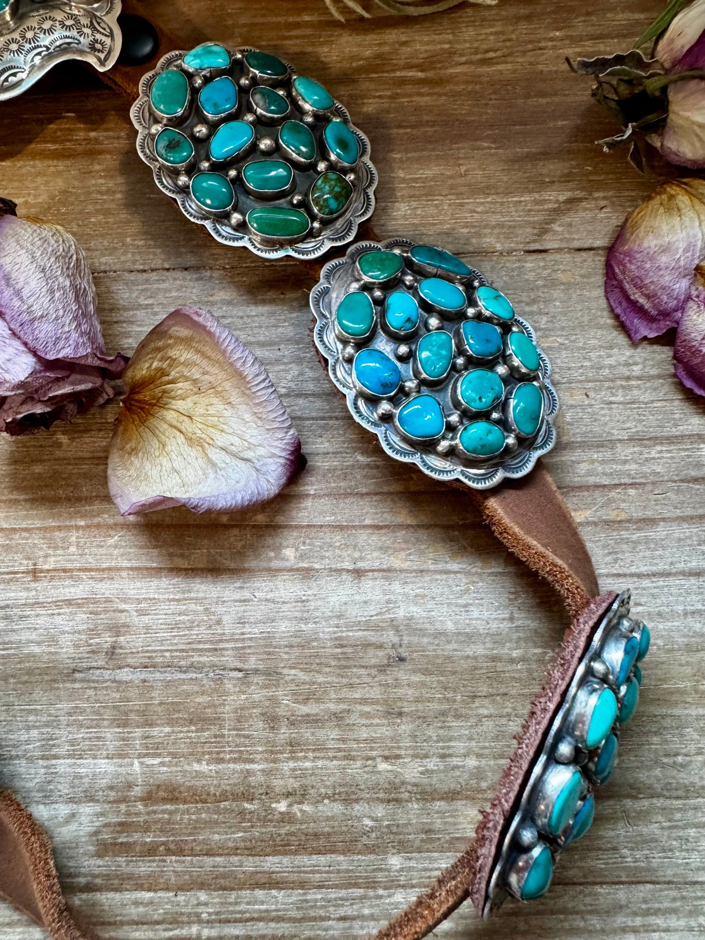 Turquoise Concho Belt – Sterling Silver – Native Made DM – One of a Kind