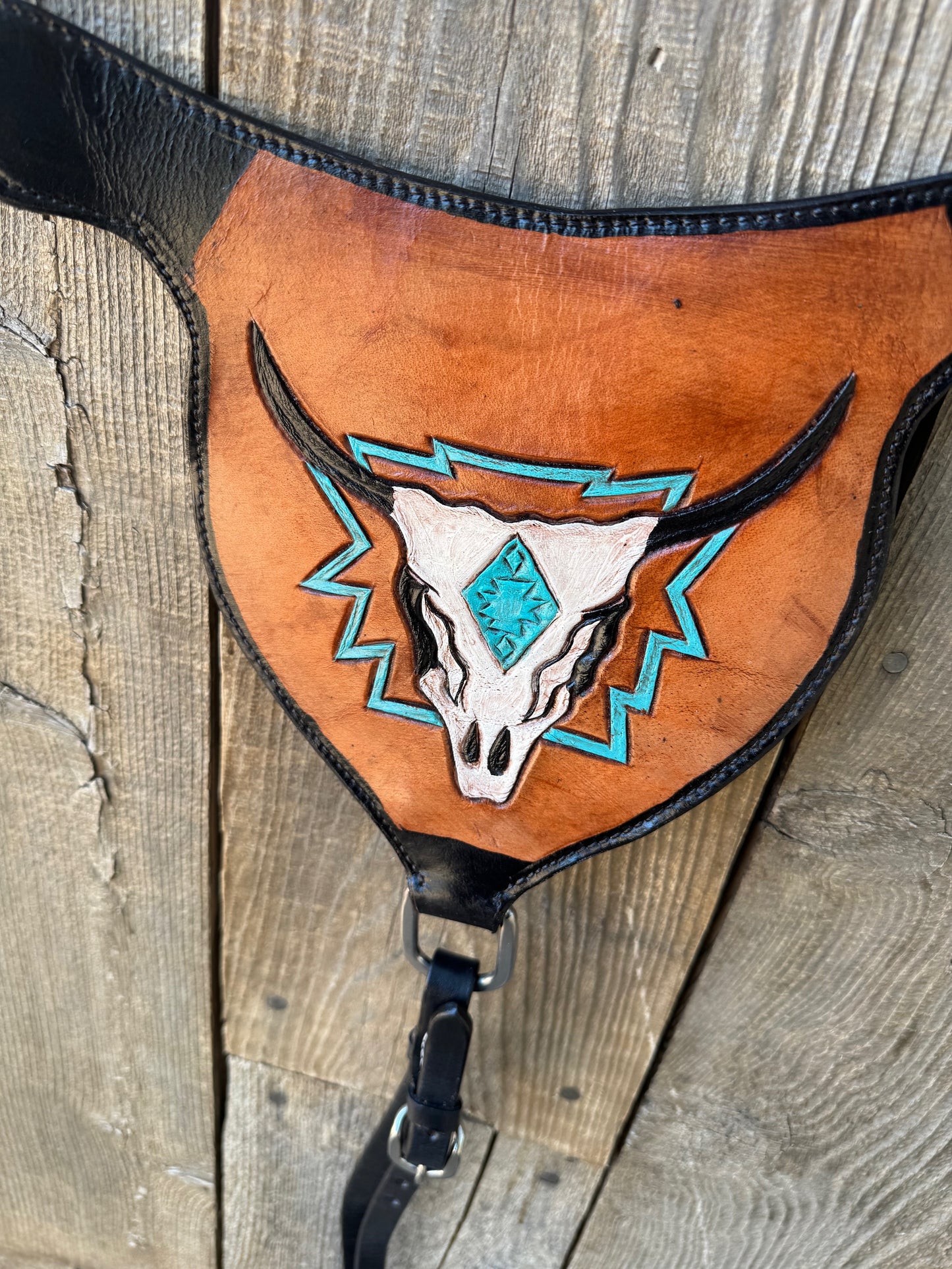 Horse Size Leather Tack Set – Browband Headstall & Matching Breast Collar