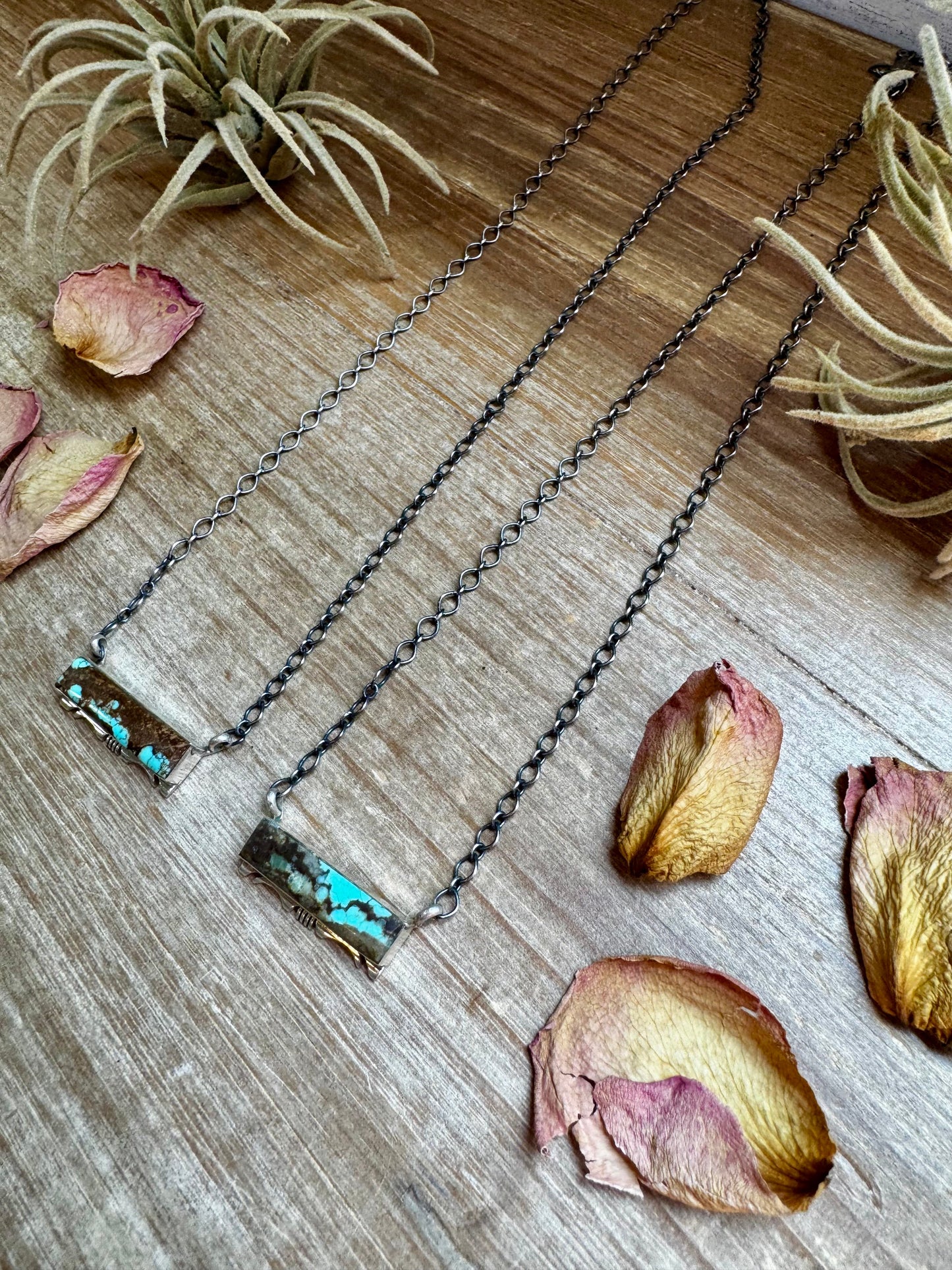 Sterling Silver Bar Necklace with #8 Turquoise