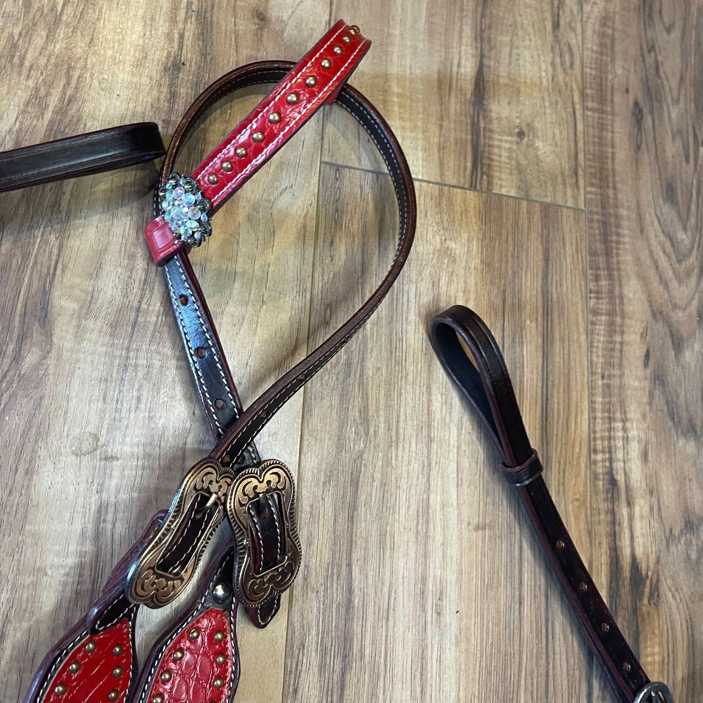 READY TO SHIP Red Aligator texture Western tack set (BHT010)