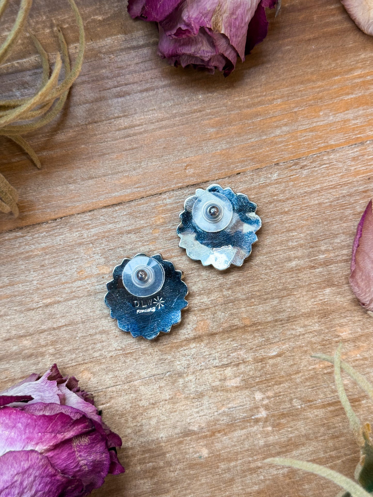 Sterling Silver Green Turquoise Stud Earrings – Native Made by Danny L. Wauneka