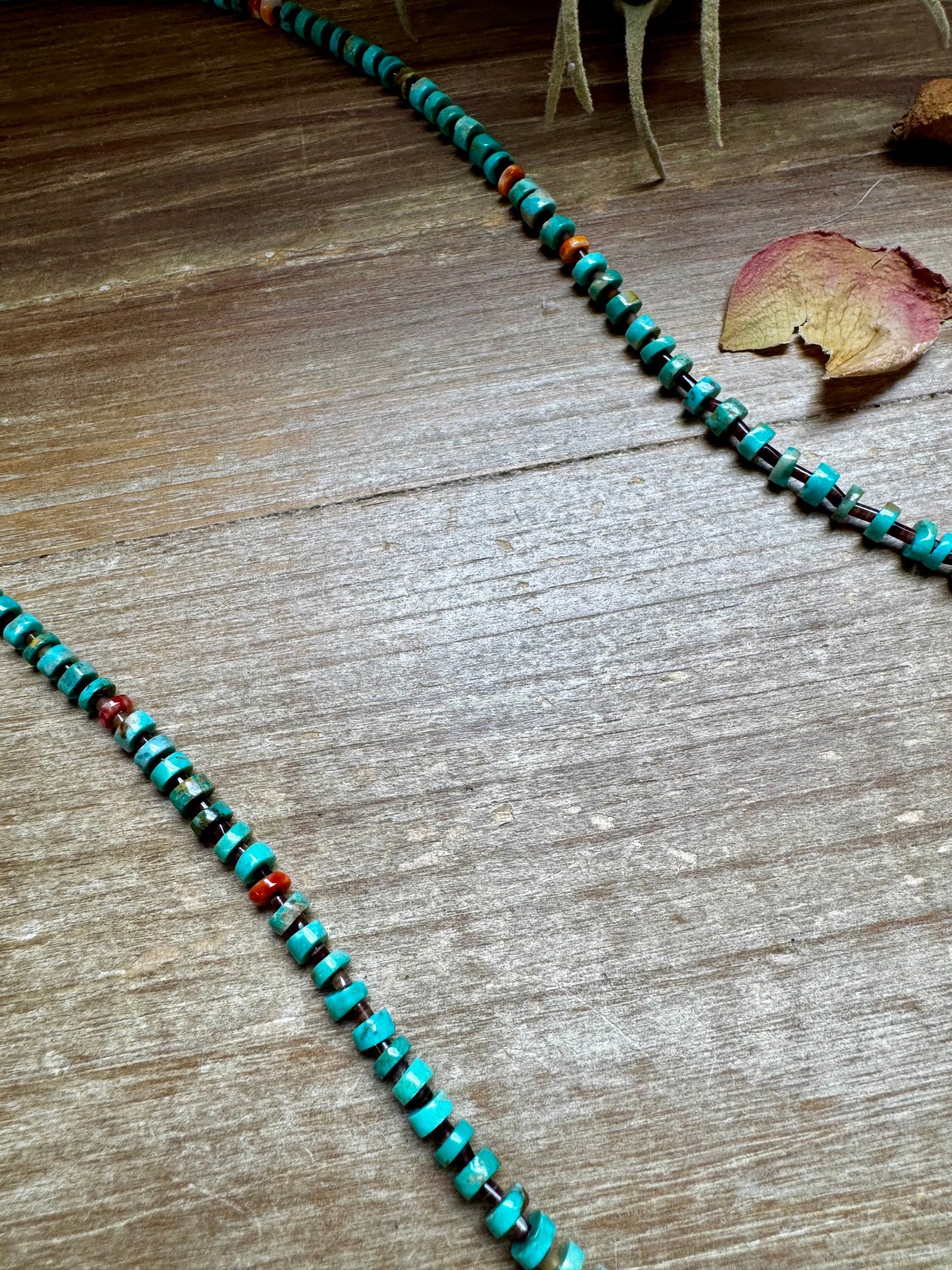 33” Graduated Turquoise & Spiny Oyster Necklace