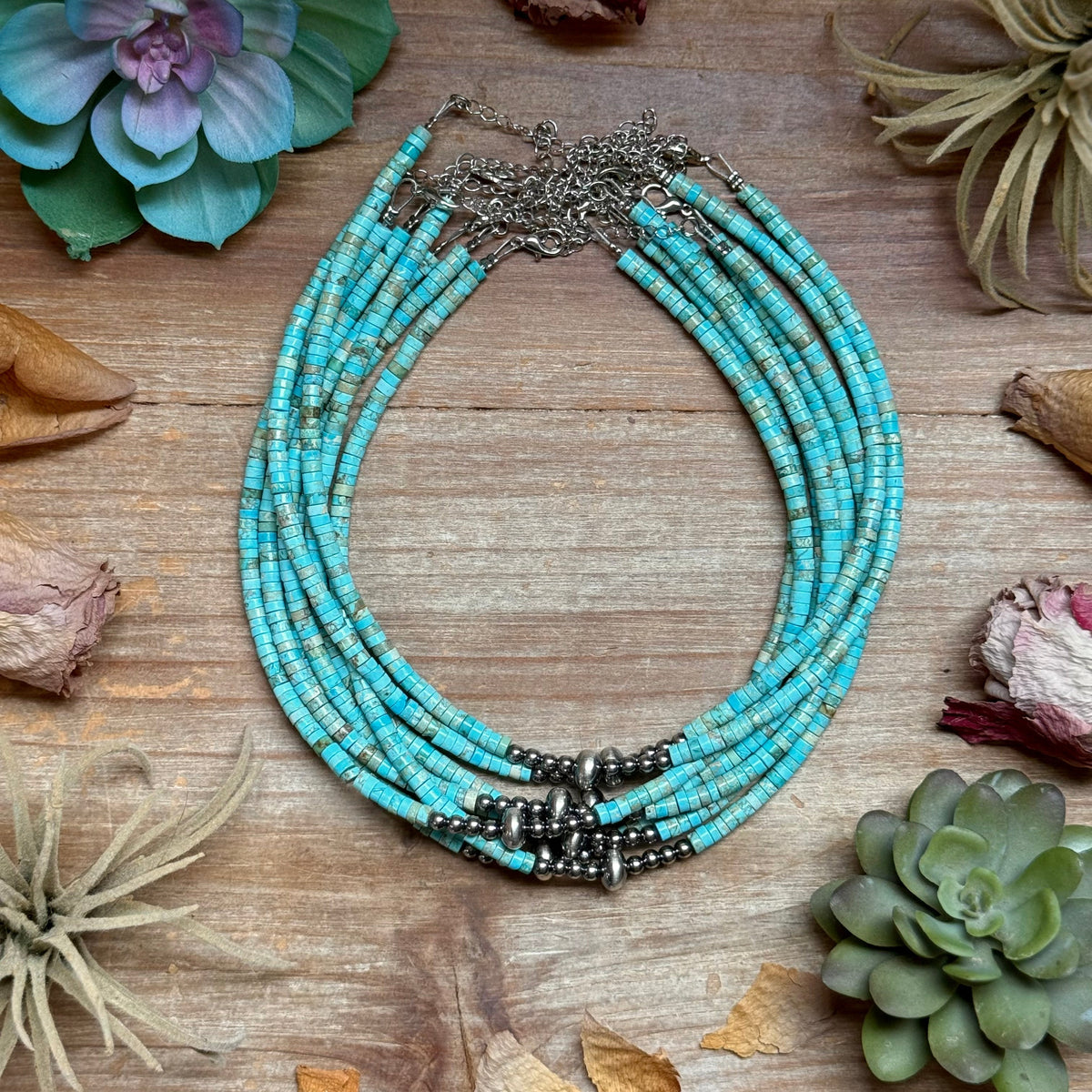 Variscite Heishi Necklace – 14" Best seller