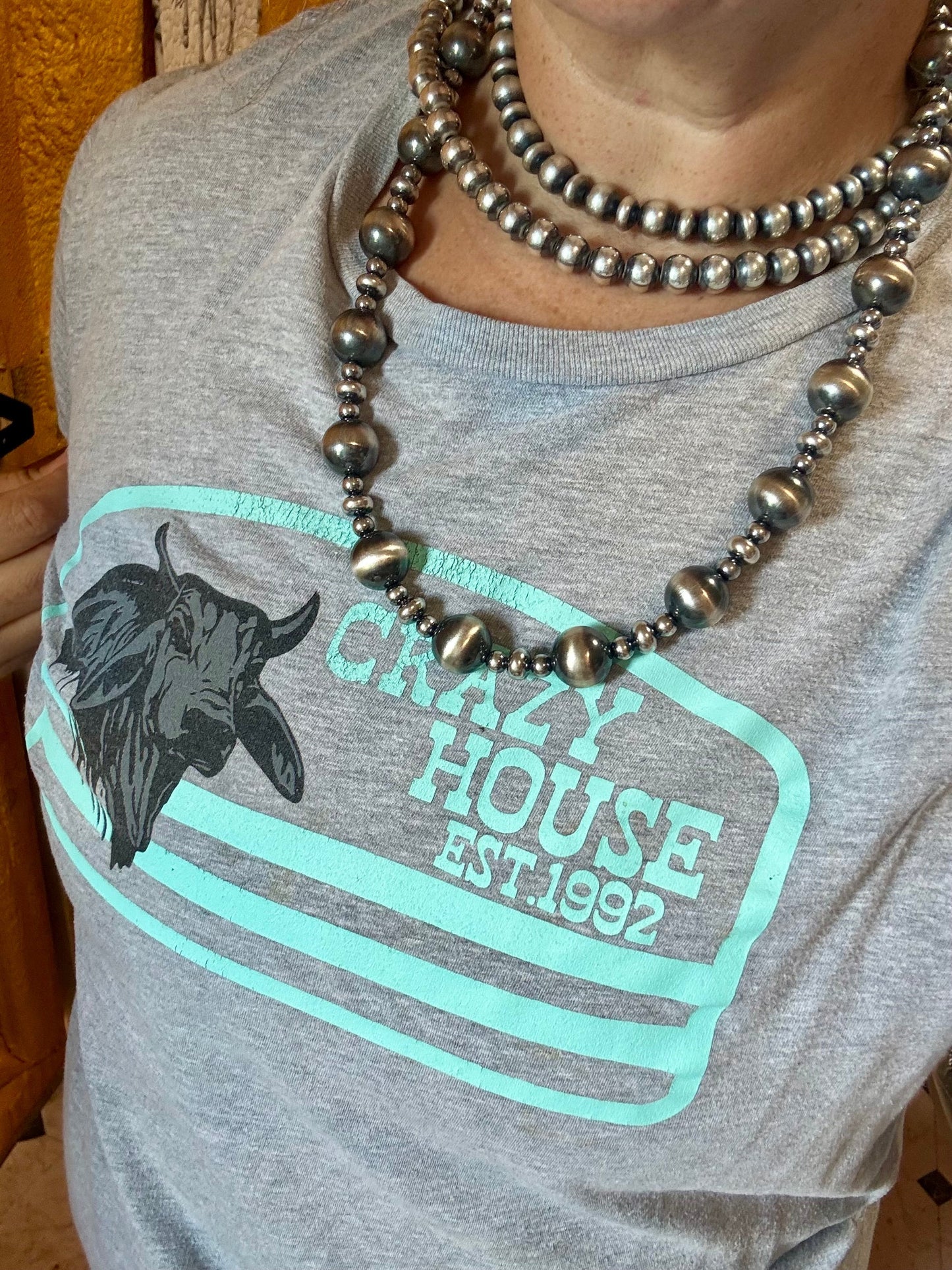 Sterling Silver Pearl Necklace – Mixed Sizes – 23"