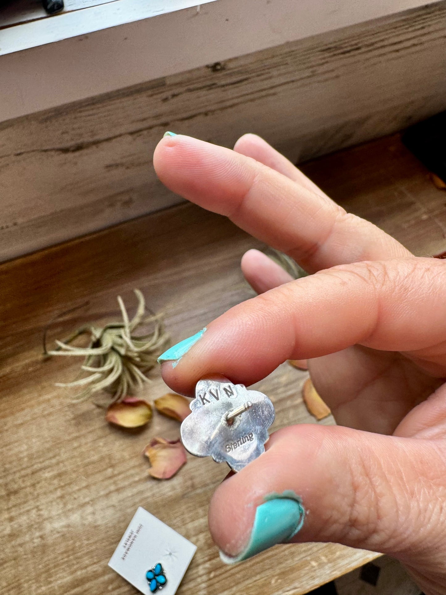 Zuni Stud Earrings – Turquoise & Sterling Silver