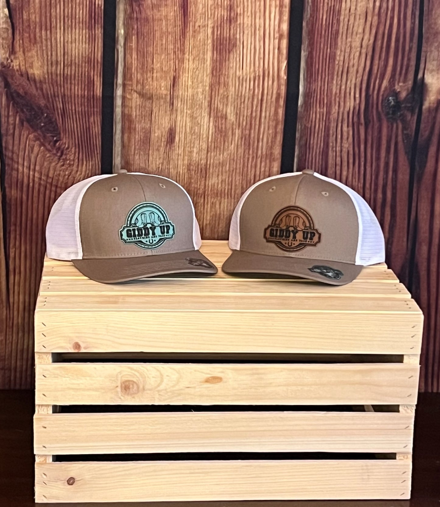 Giddy Up Logo Leather Patch Hats