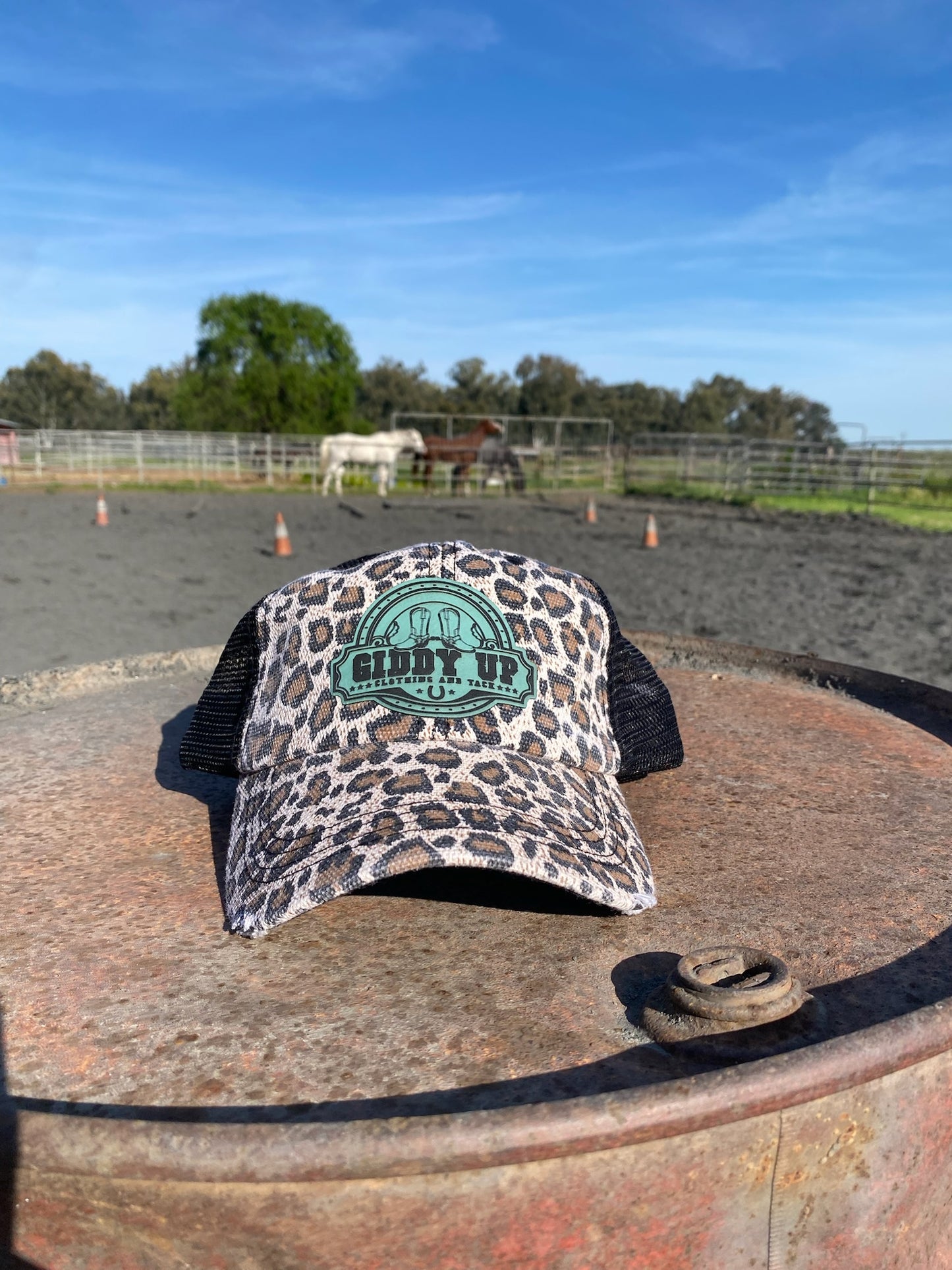 Giddy Up Logo Leather Patch Hats