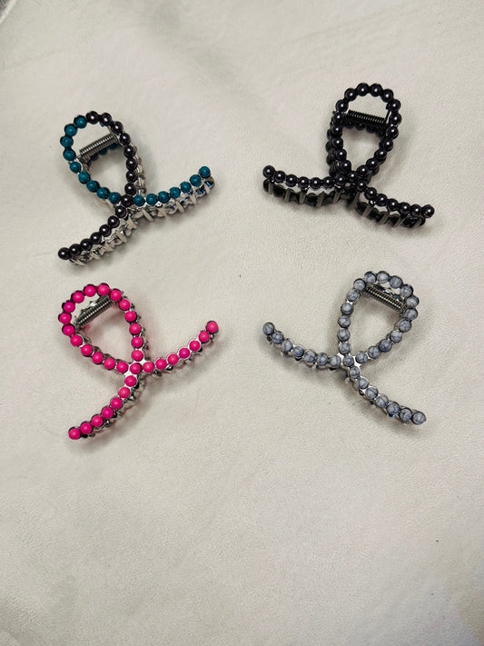 Western Faux Turquoise Pearl Claw Clips (Small)