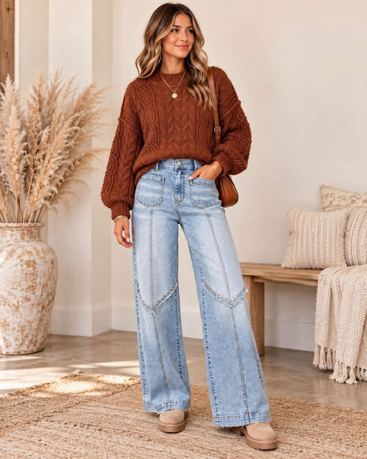 PREORDER | Studded Wide Leg Jeans