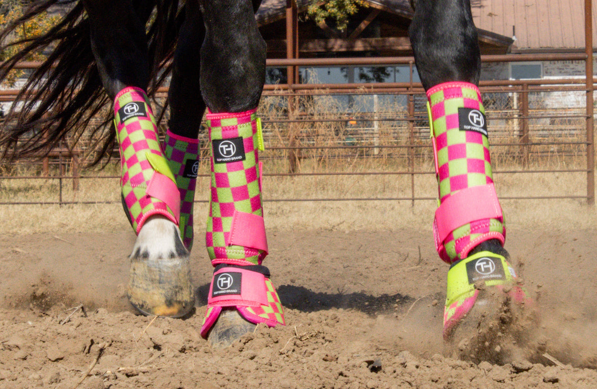 Lime/Pink Checkered Sport Boots