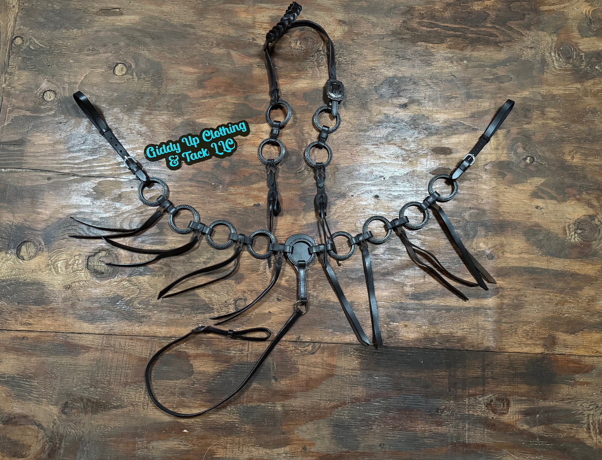 Leather Ring Tack Set – Western Breast Collar & Headstall