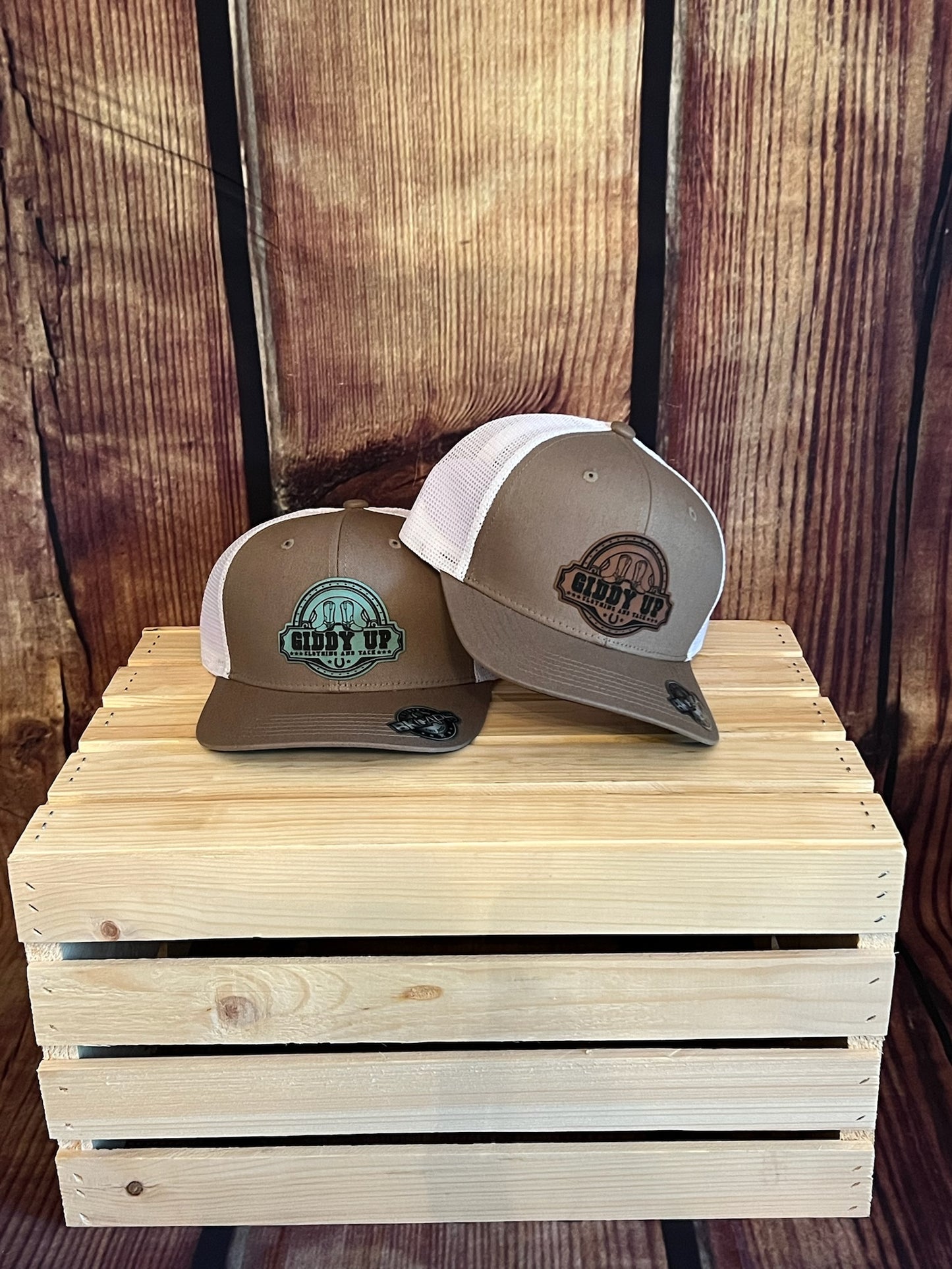 Giddy Up Logo Leather Patch Hats