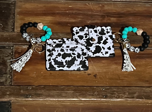 Cow Pattern Beaded Wallet Wristlet