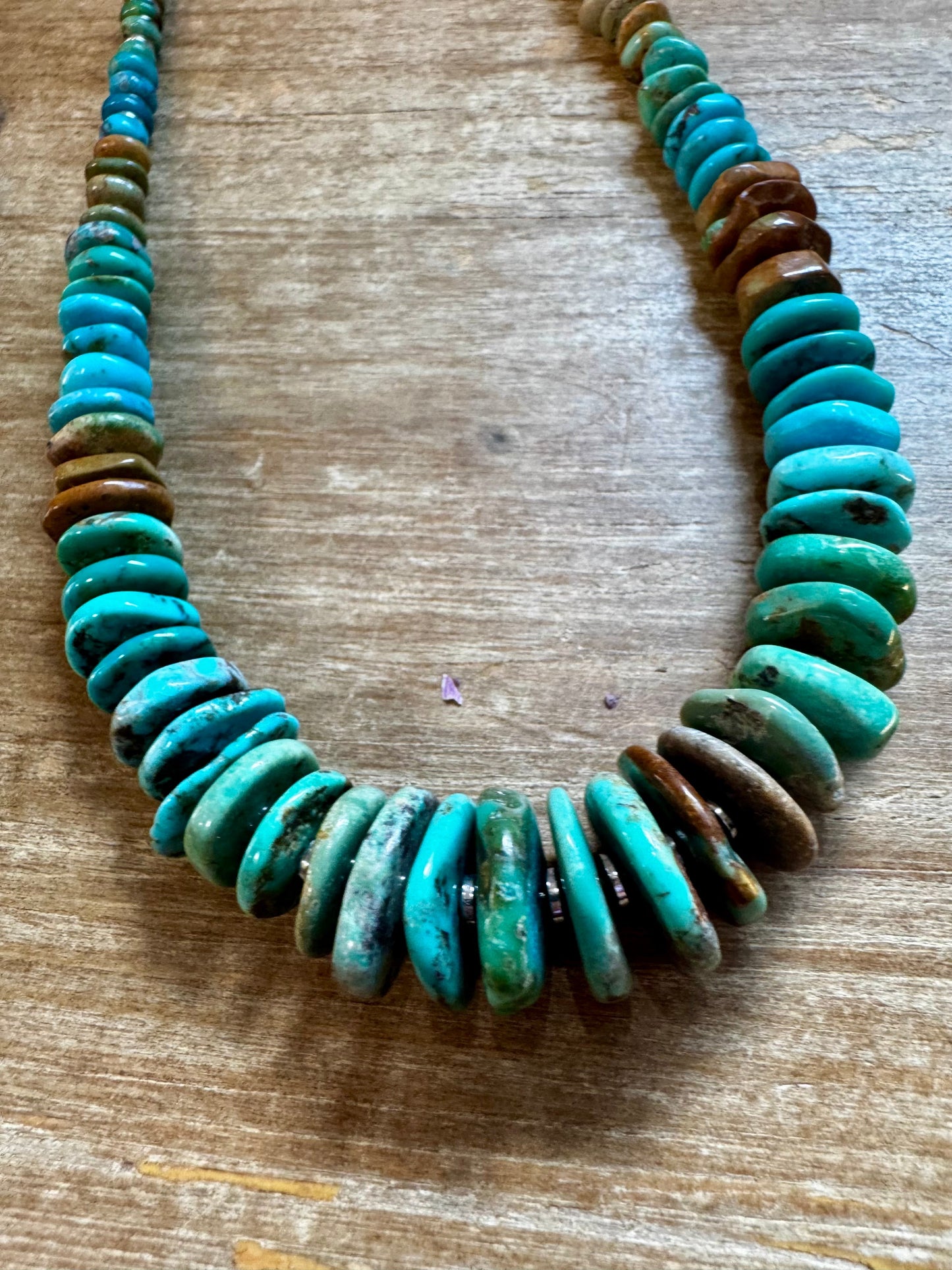 Tri-Color Turquoise & Hematite Necklace – 23"