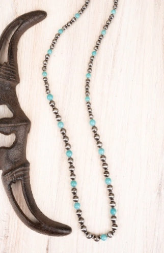 Junction city Turquoise and Silvertone Necklace