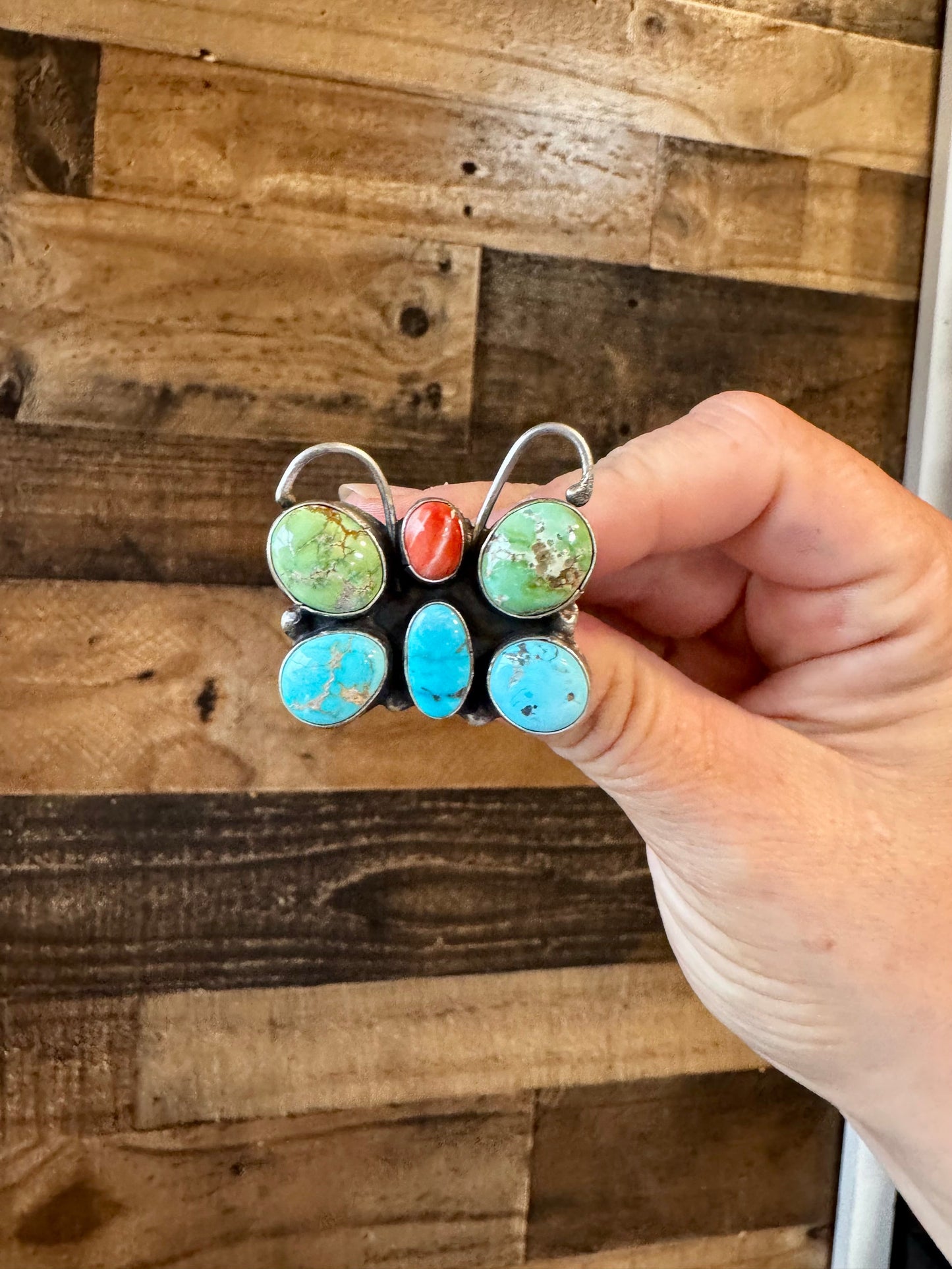 Butterfly Ring - Adjustable - Mix Stone & Sterling Silver
