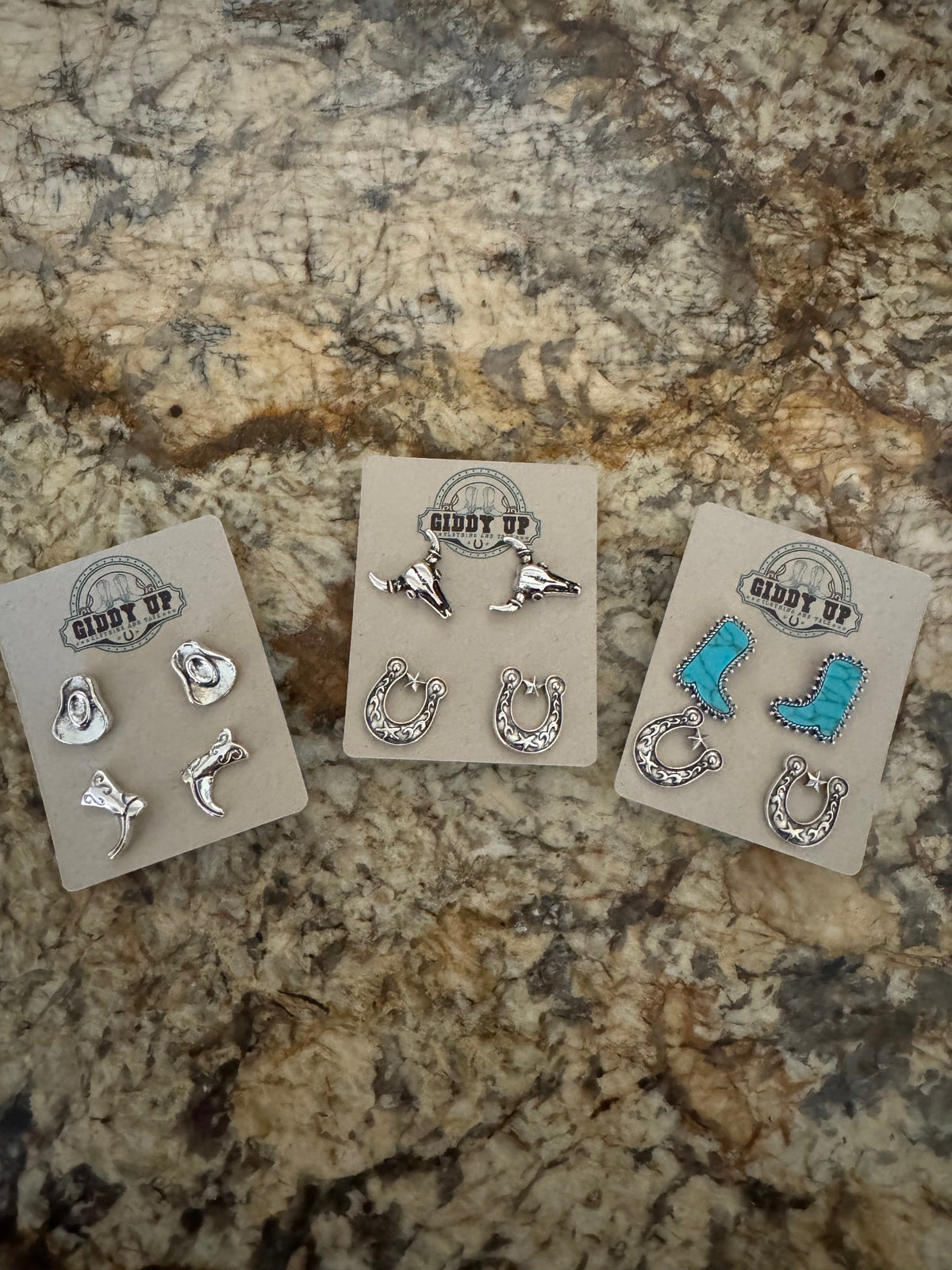 Assorted Western Earring Stud Sets – 2 Pairs per Set