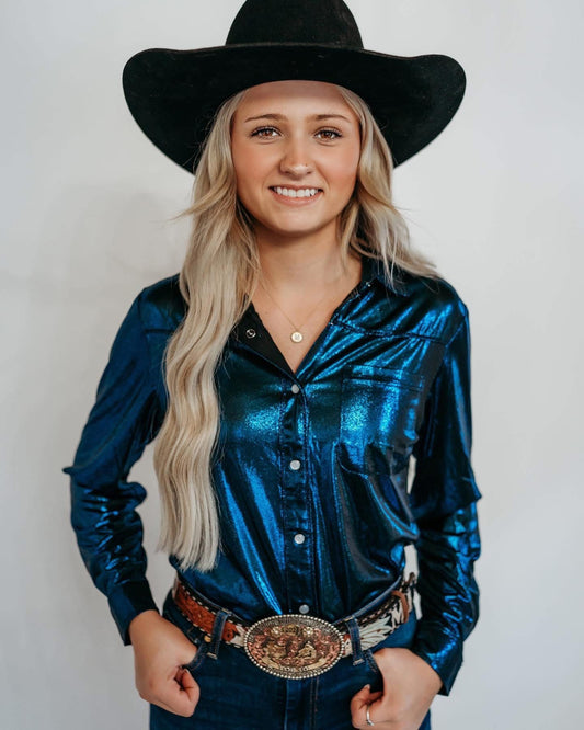 Metallic Pearl Snap Rodeo Shirt