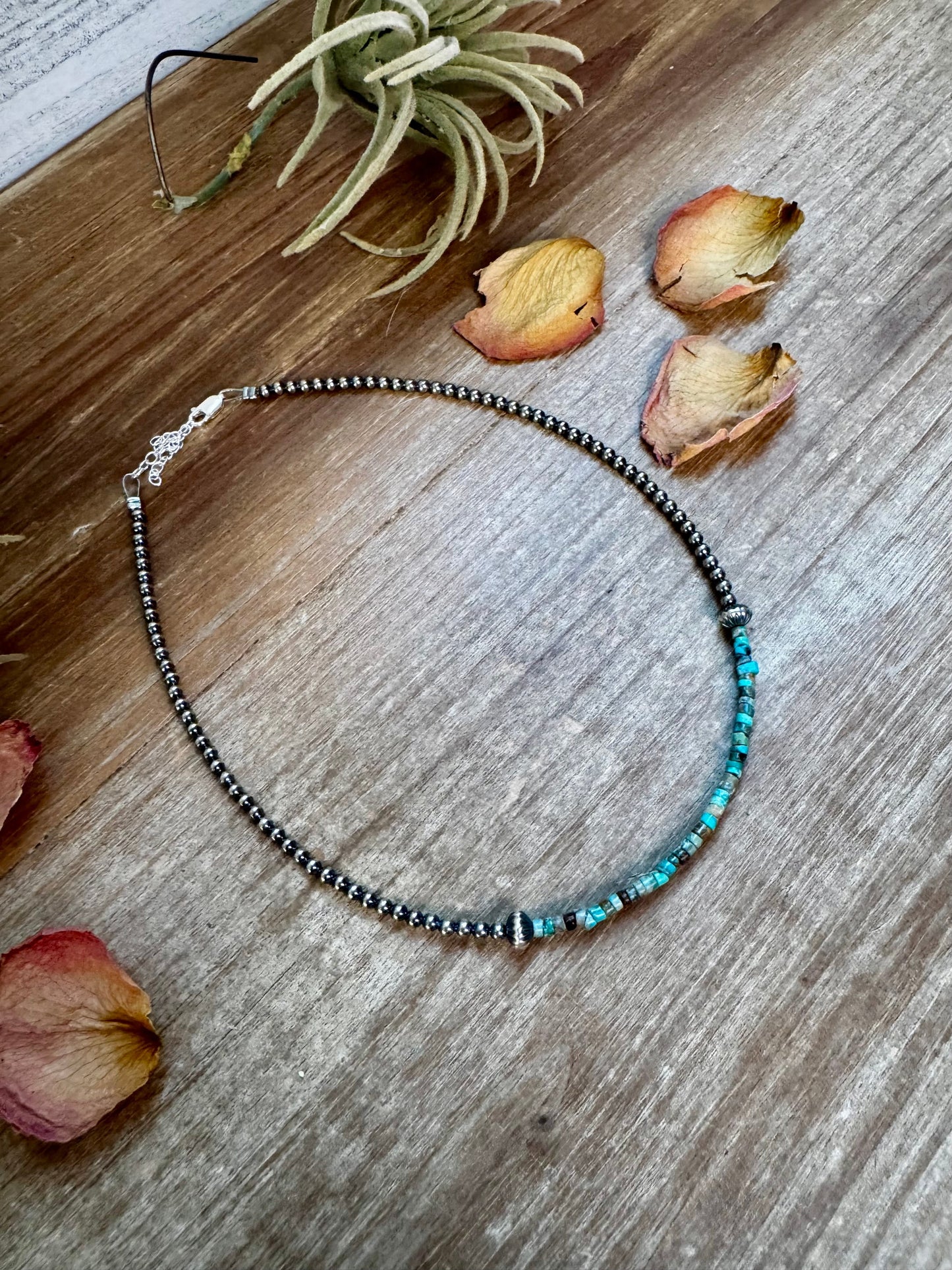 Blue-Green Turquoise Heishi Choker – 14"