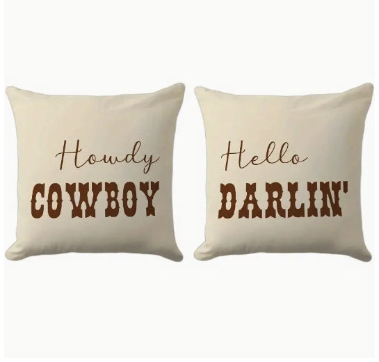 Hello Cowboy/Hello Darling Pillow Covers Set