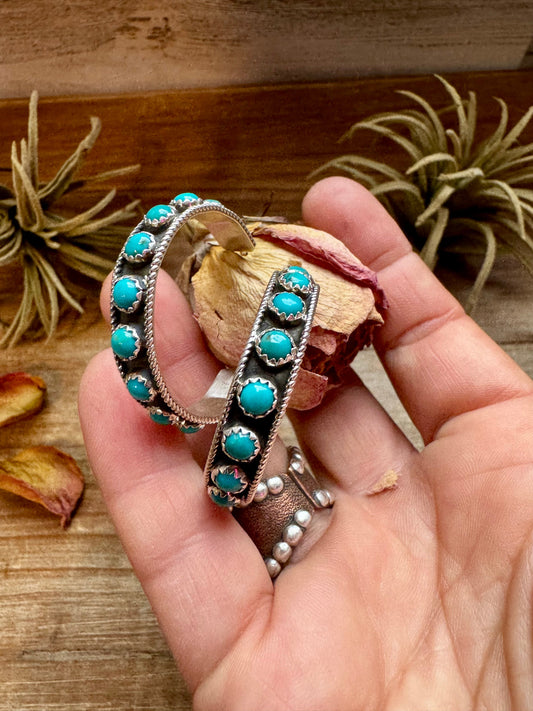 Snake Eye Hoop Earrings – Kingman Turquoise & Sterling Silver