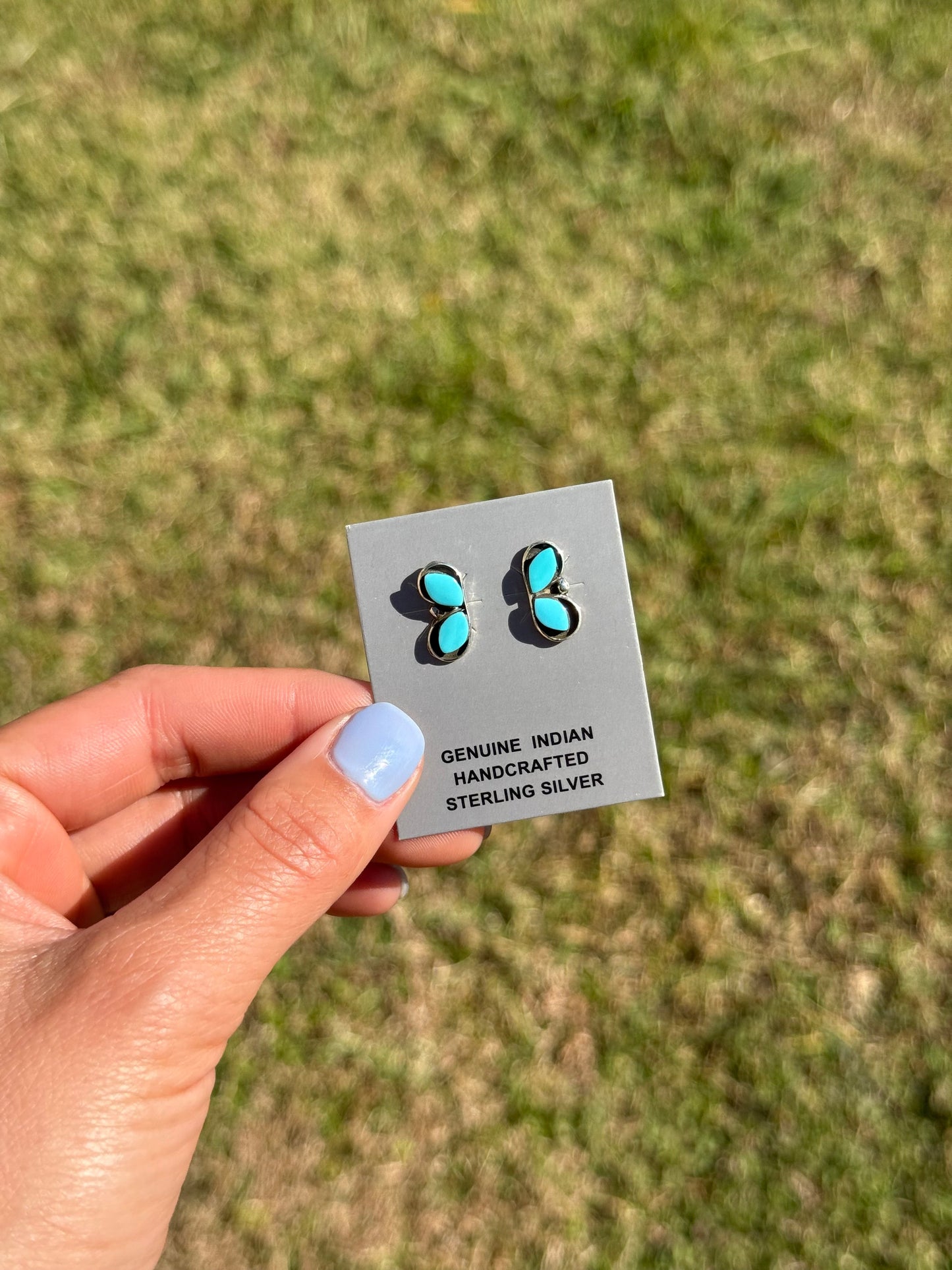 Sterling Silver Kingman Turquoise Stud Earrings