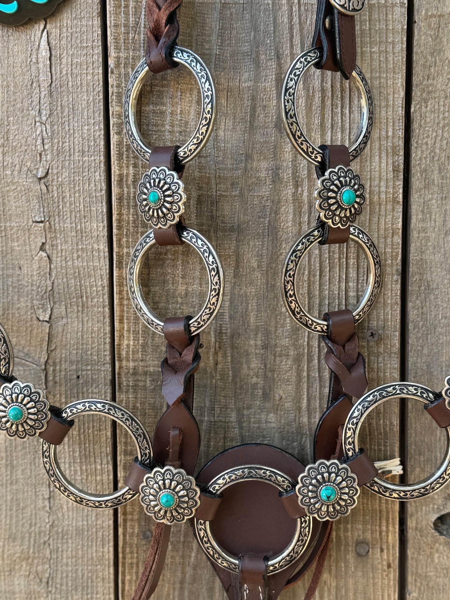 Ring and Concho Detail Horse-Sized Headstall & Breast Collar Set