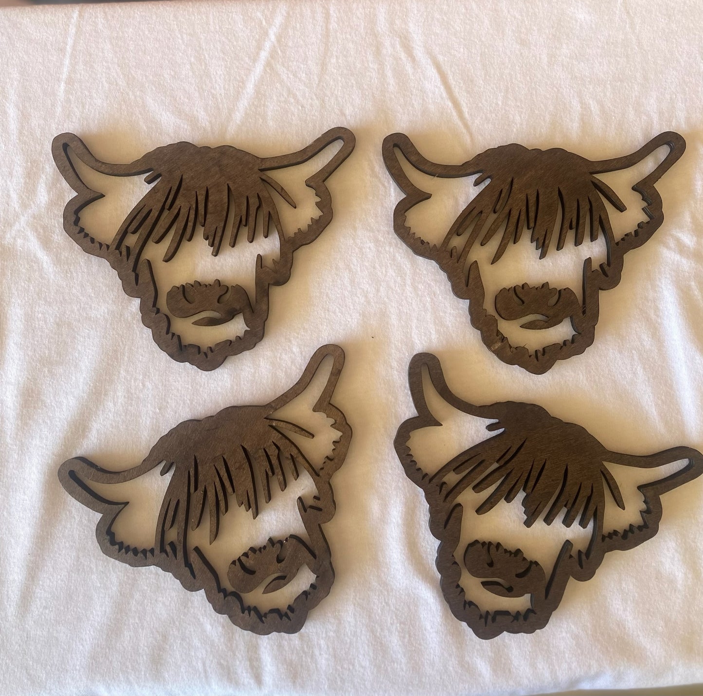 Hyland Cow Wood Coaster Set of 4