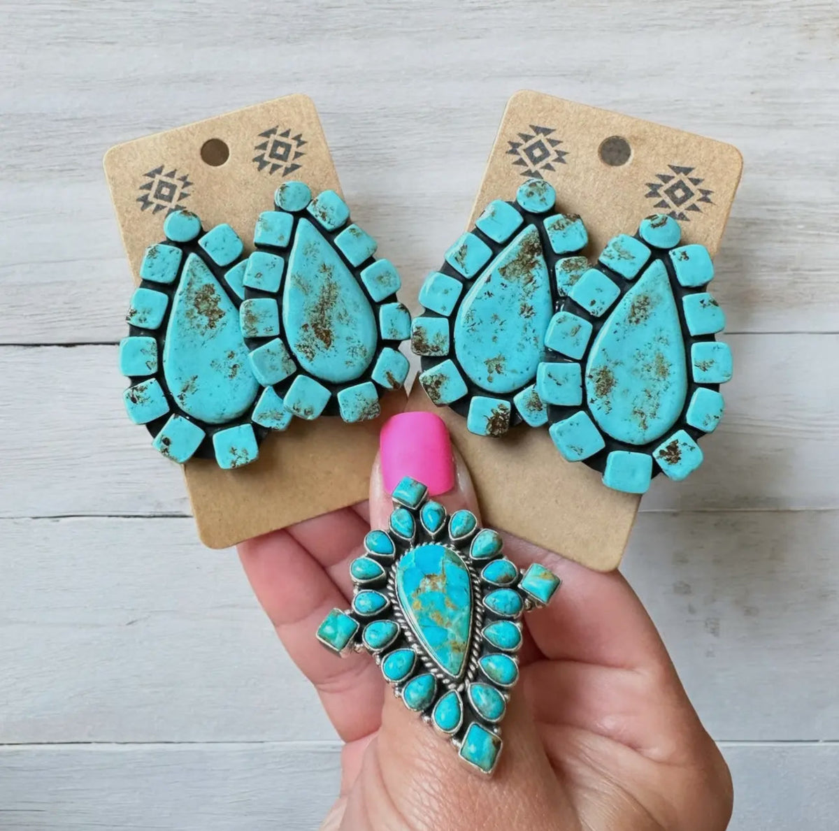 Big Turquoise Clay Earrings
