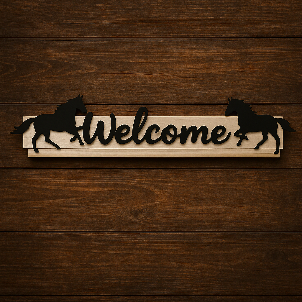 🐎 Western Horse “Welcome” Sign – Rustic Home Wall Decor