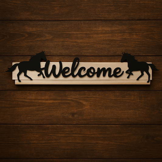 🐎 Western Horse “Welcome” Sign – Rustic Home Wall Decor