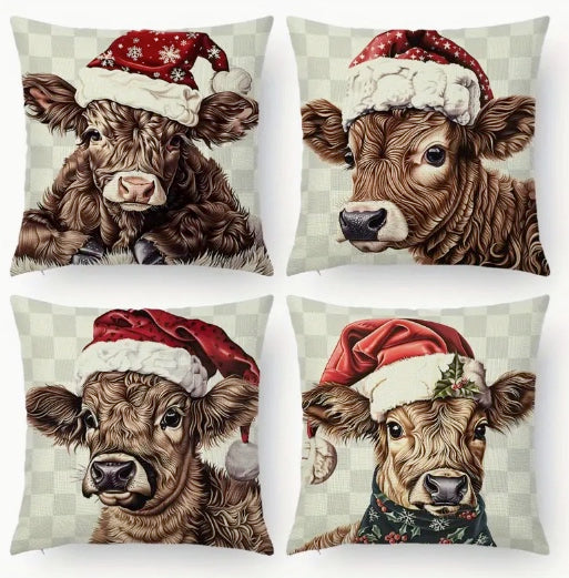 Festive Cow Print Pillow cover