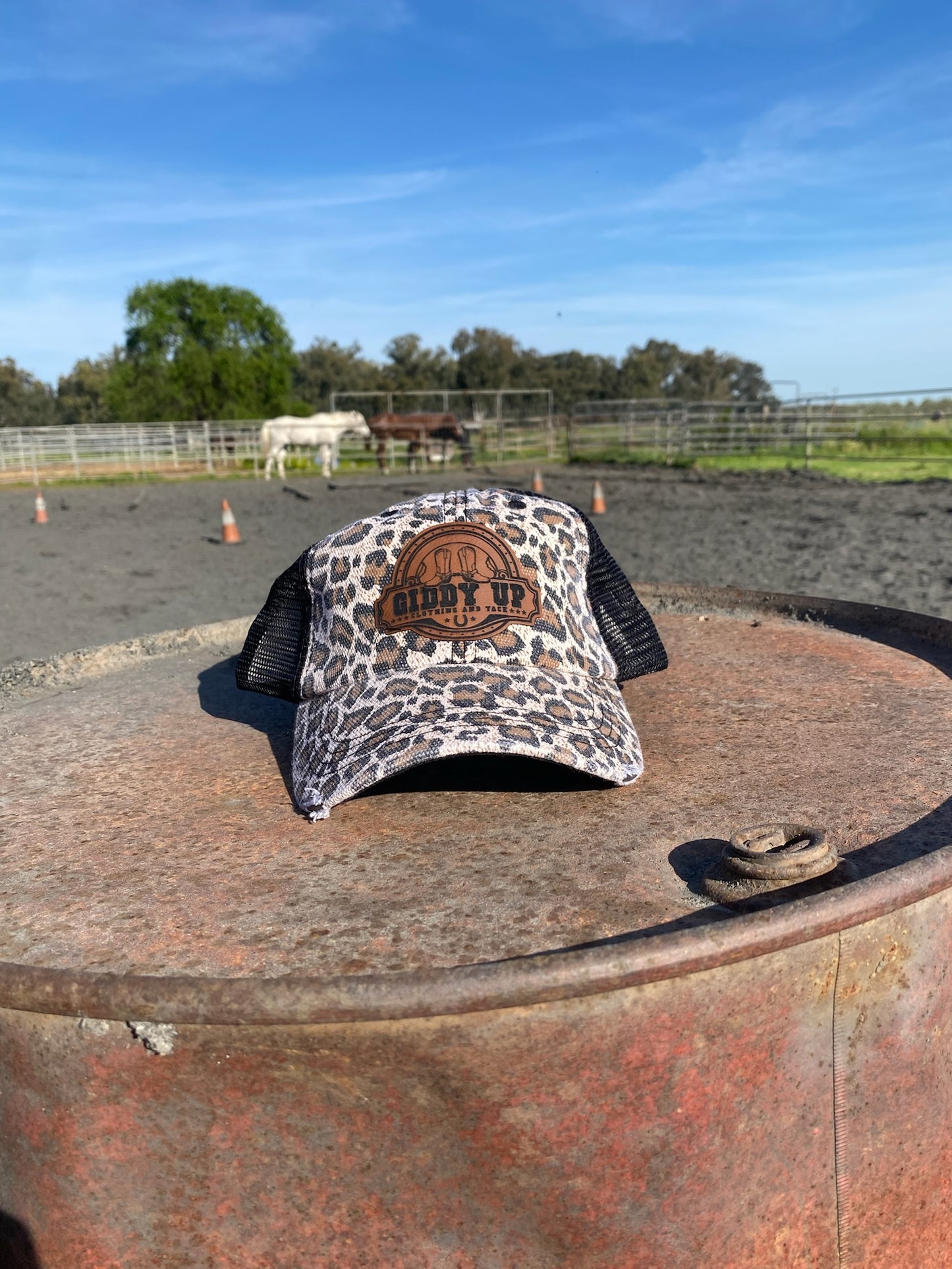 Giddy Up Logo Leather Patch Hats