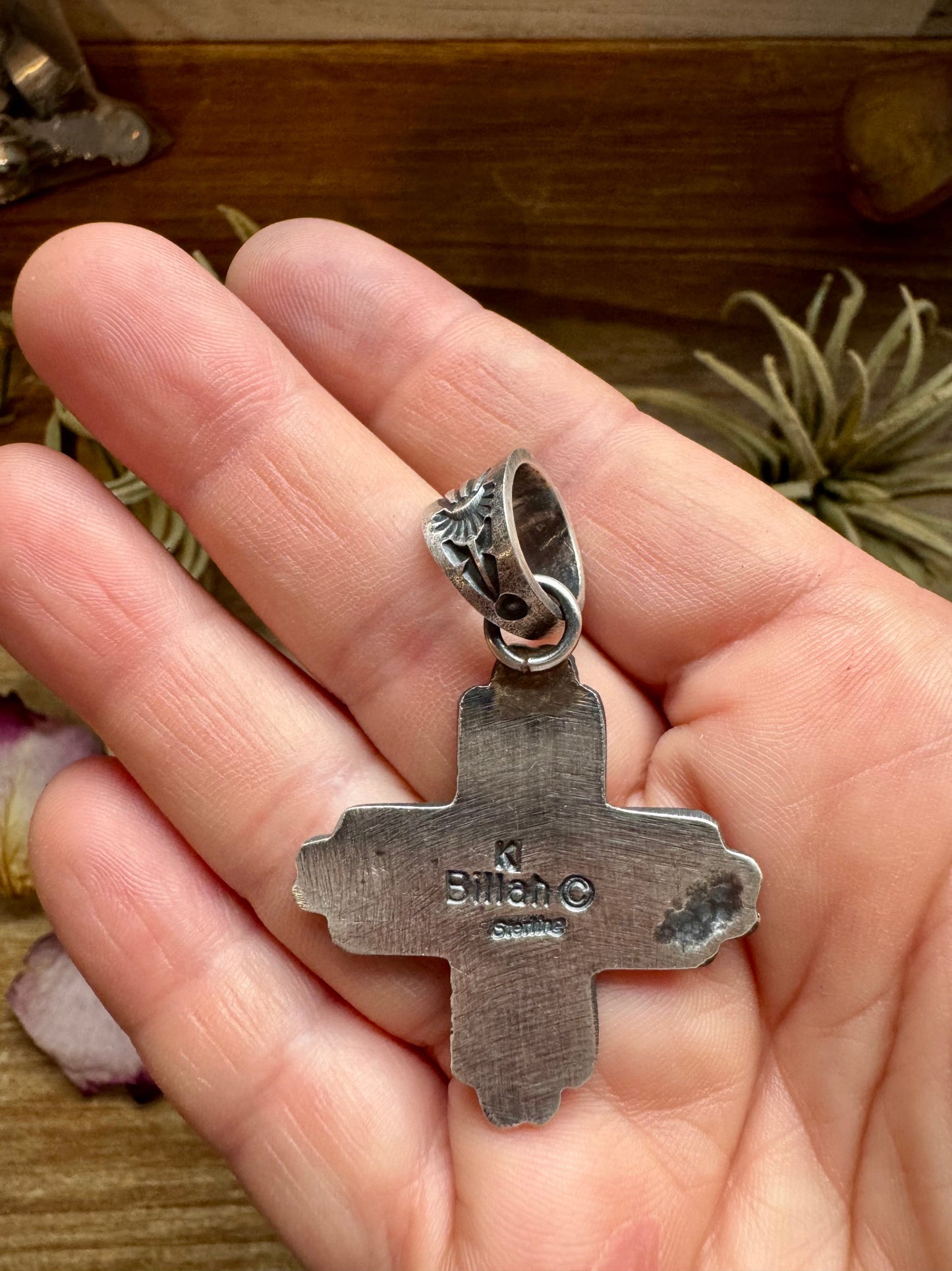 Zia Symbol Pendant with Golden Hill Turquoise – Sterling Silver – Native Made – Fits 8mm