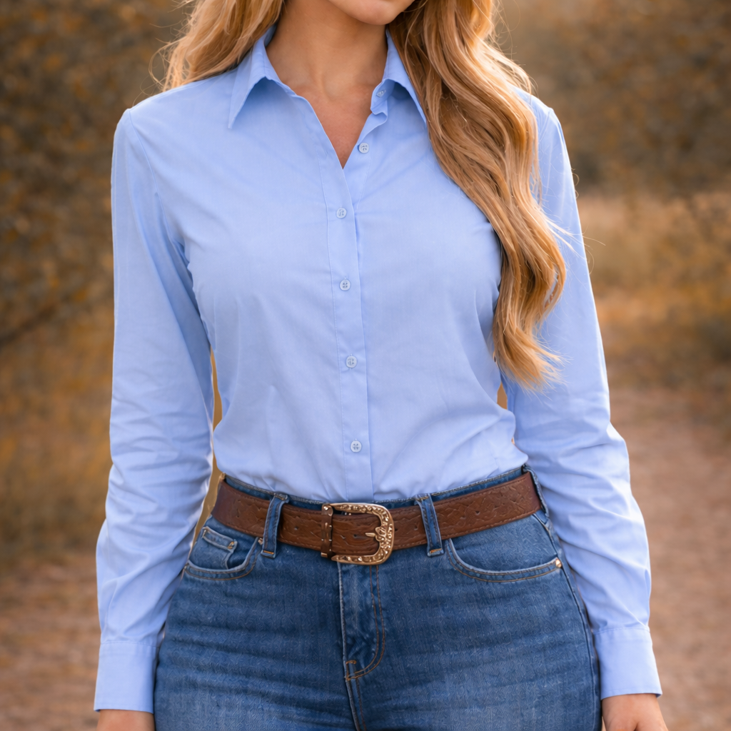Black Crystal Turn & Burn Classic Button-Up Rodeo Shirt -Blue