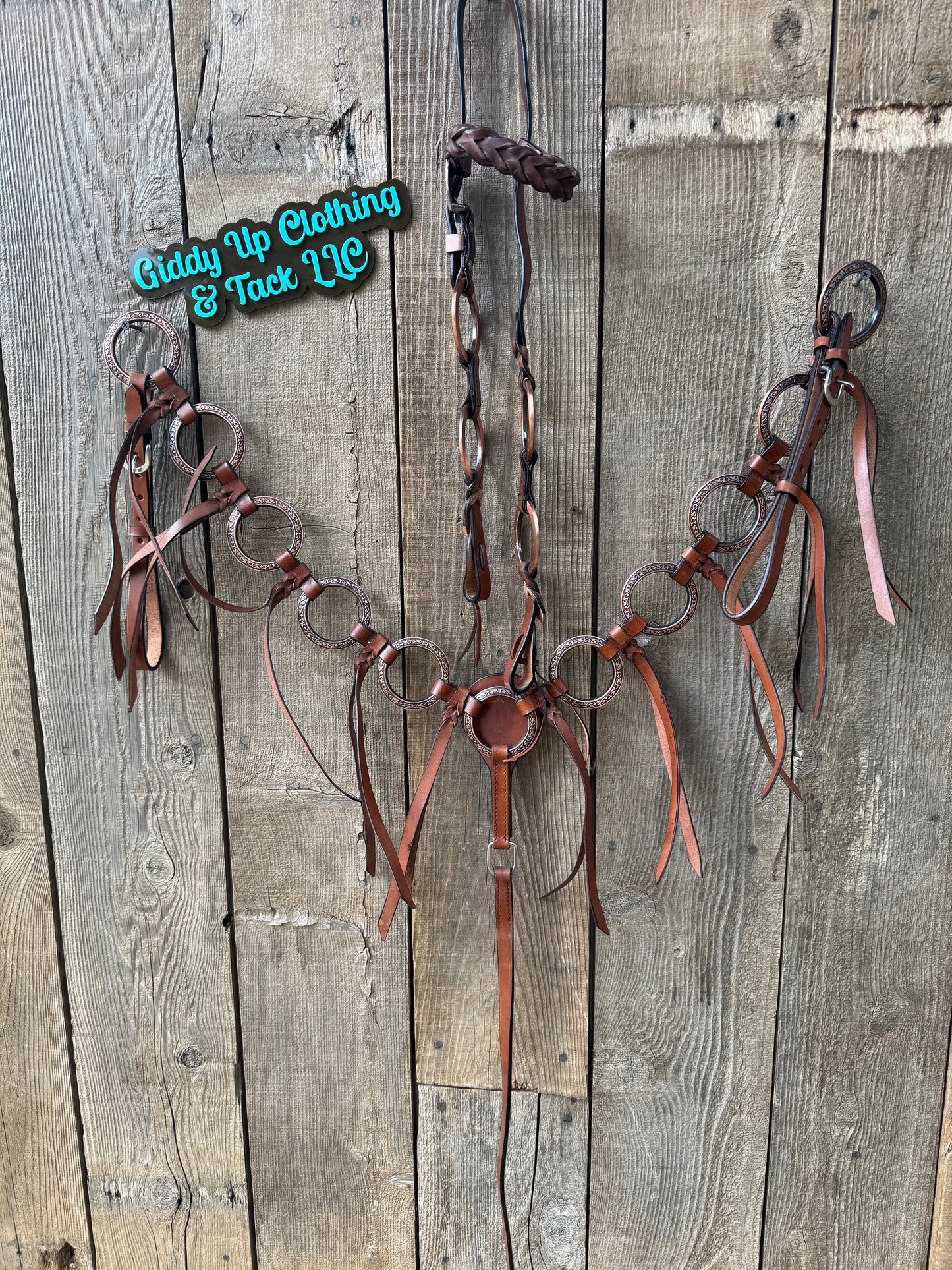 Leather Ring Tack Set – Western Breast Collar & Headstall