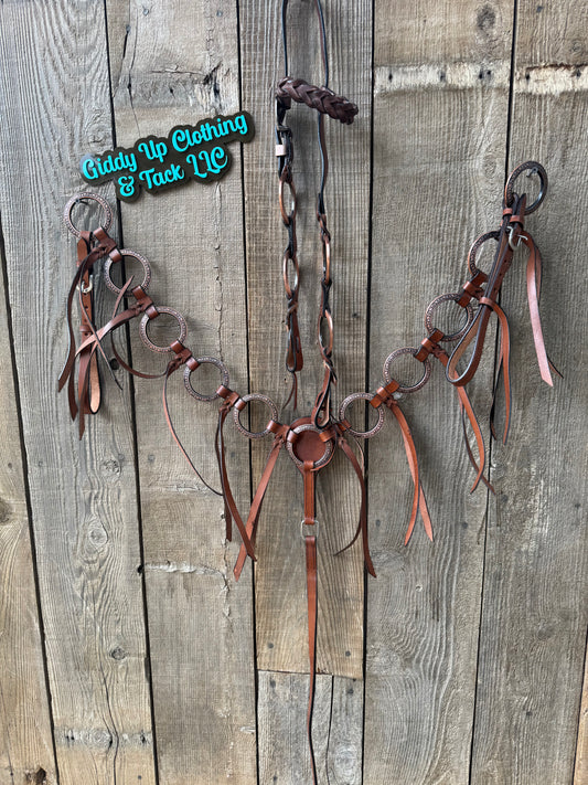 Leather Ring Tack Set – Western Breast Collar & Headstall