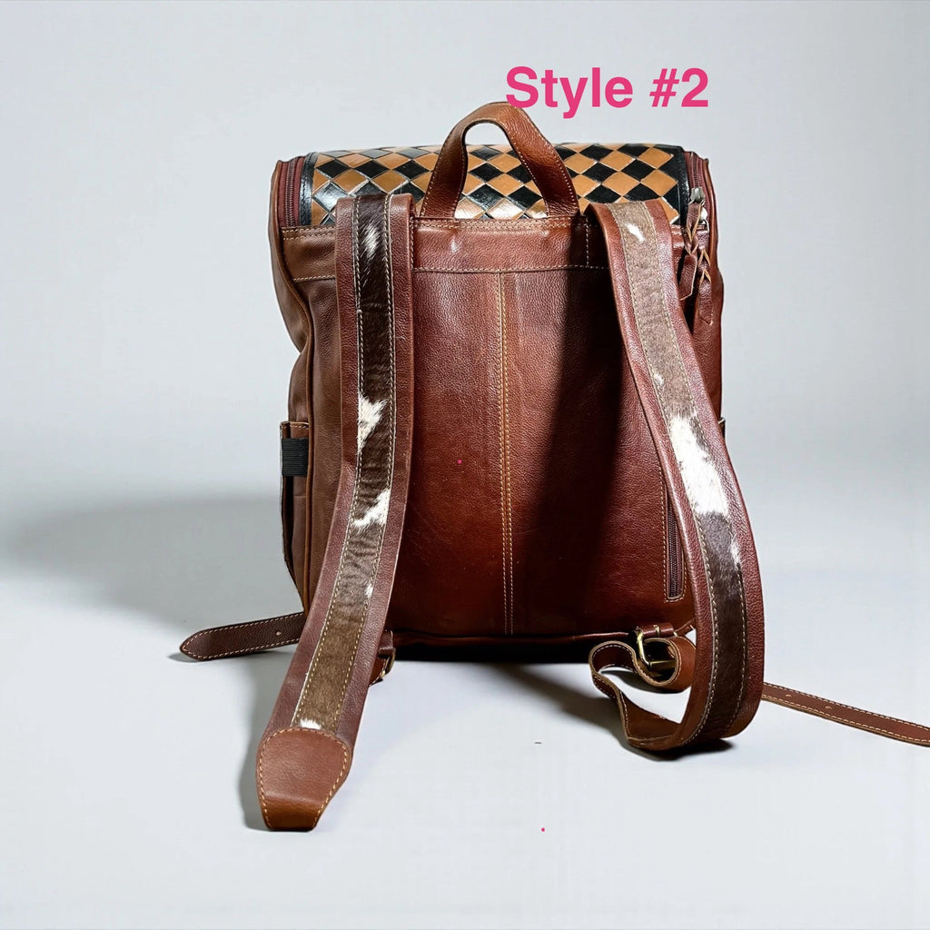 Leather and cowhide backpacks