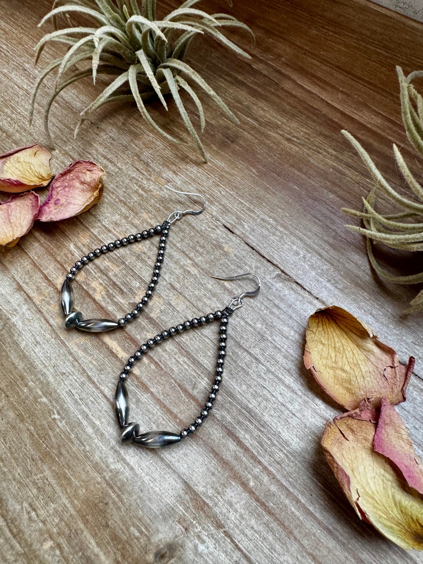 Sterling Silver Pearl & Torpedo Teardrop Earrings