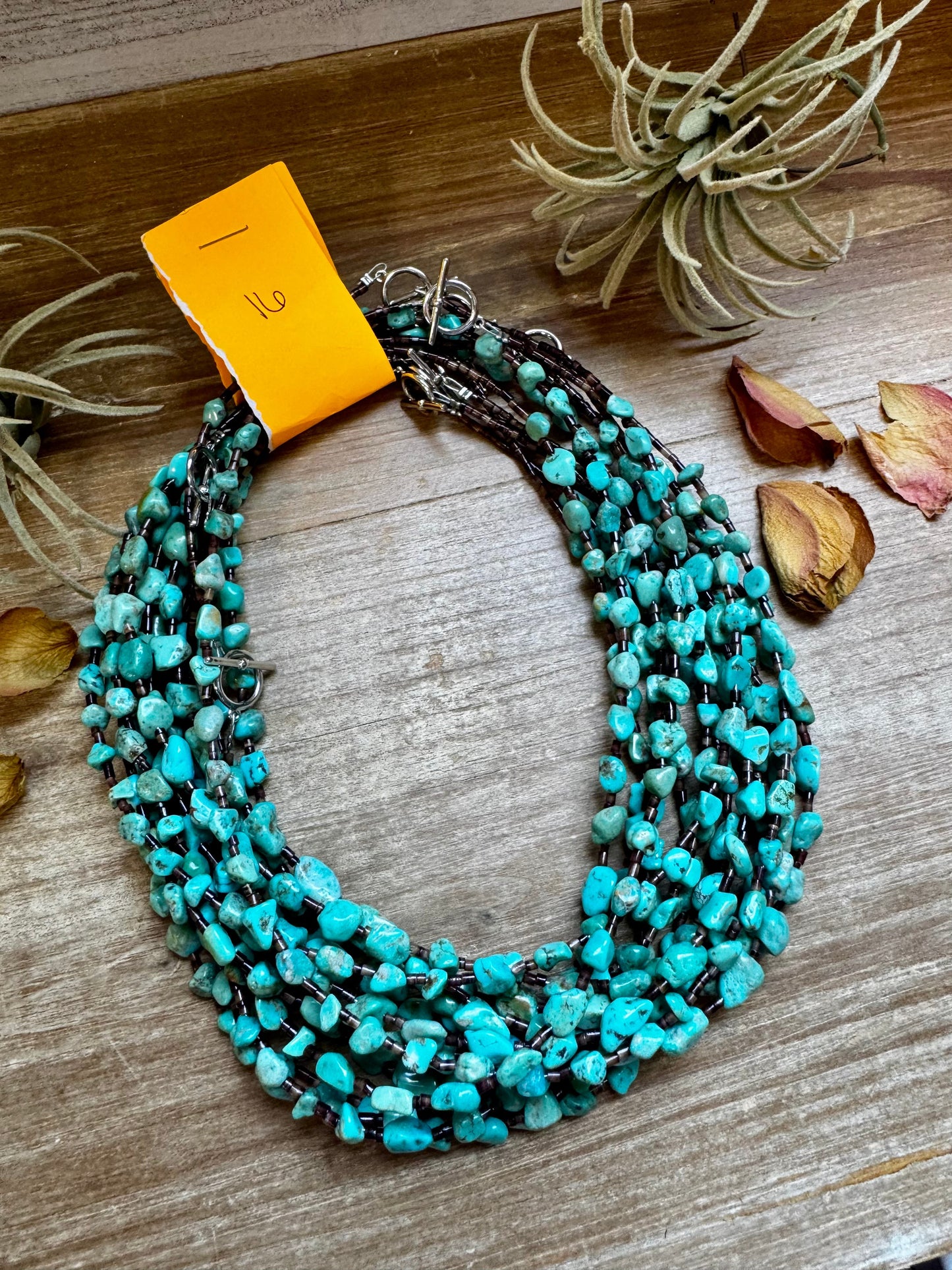 19" Turquoise and Shell Necklace – Bright Natural Stones