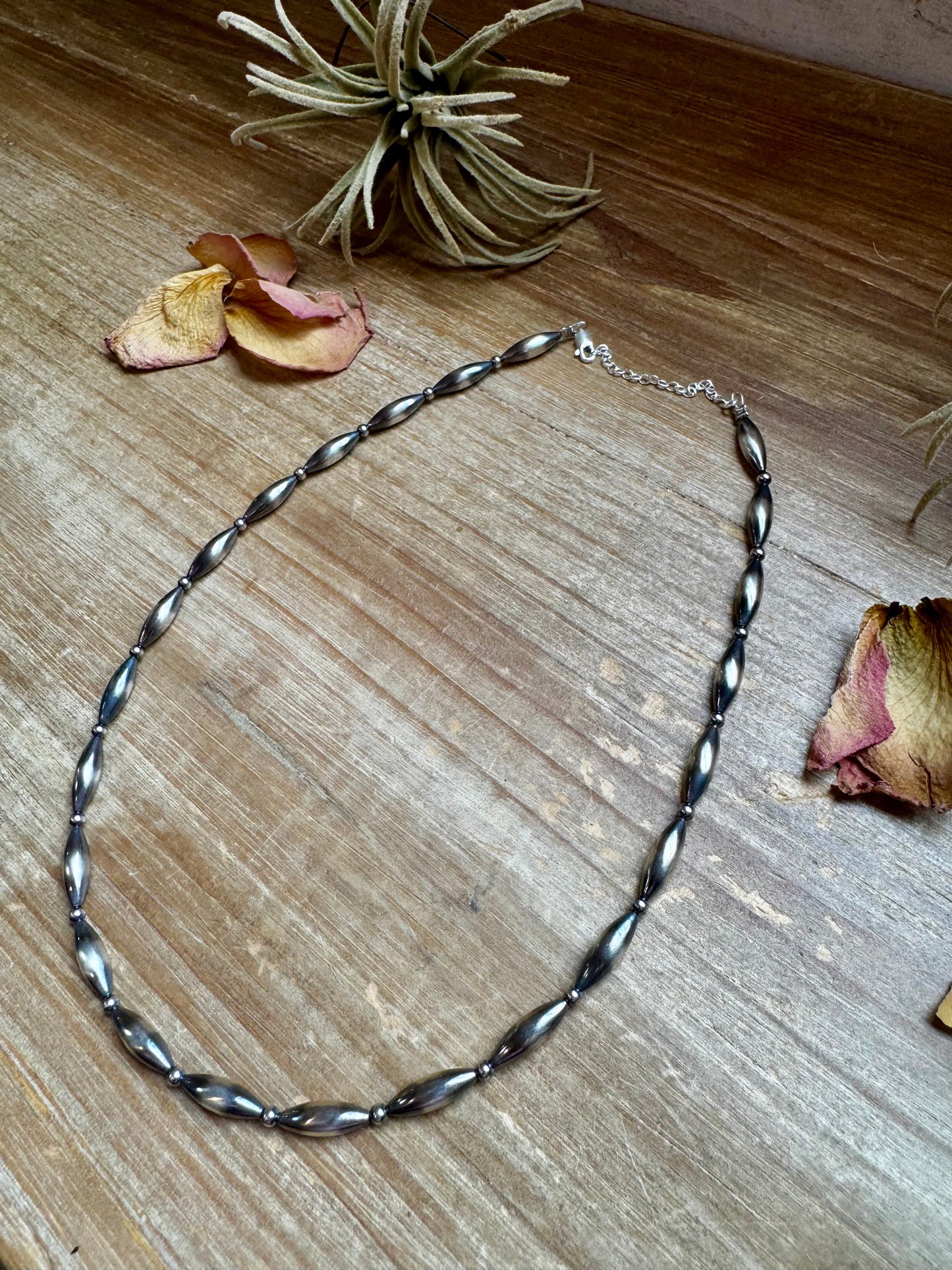 17 inch Torpedo Sterling Silver Pearls