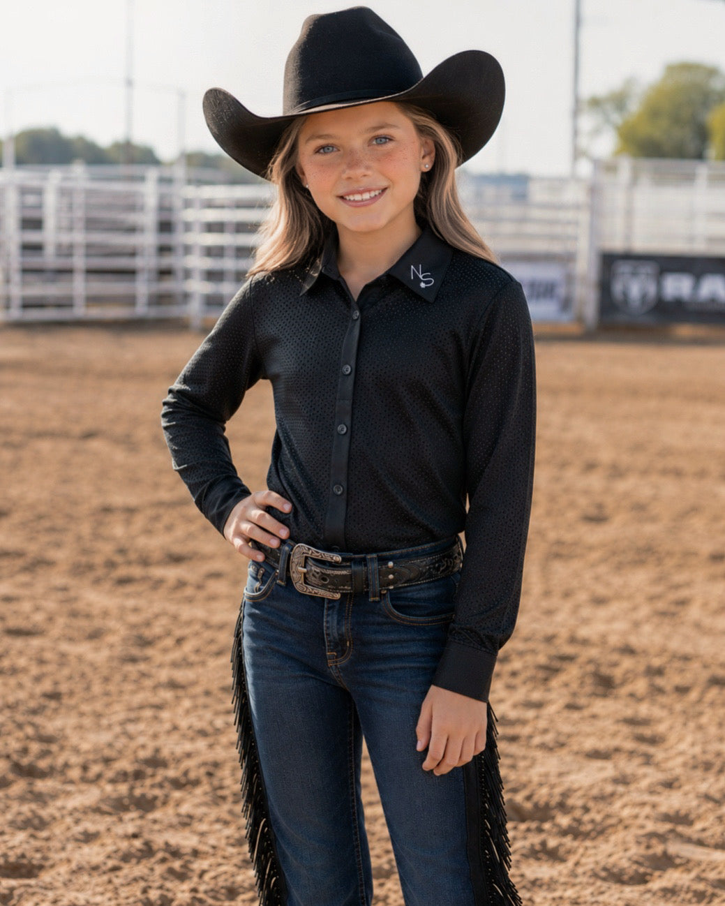 Girls Breeze Perforated Performance Pull Over Rodeo Shirt