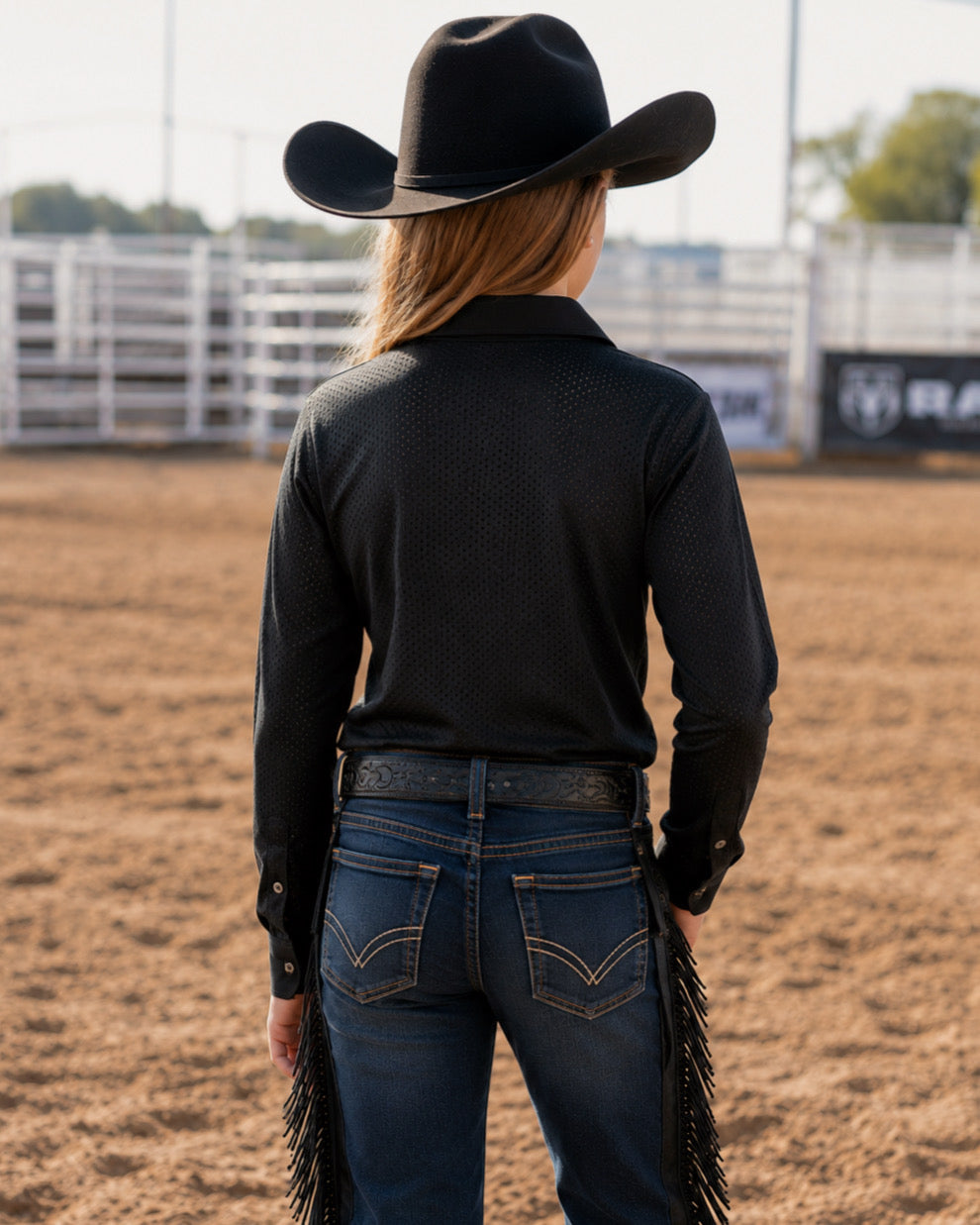 Girls Breeze Perforated Performance Pull Over Rodeo Shirt