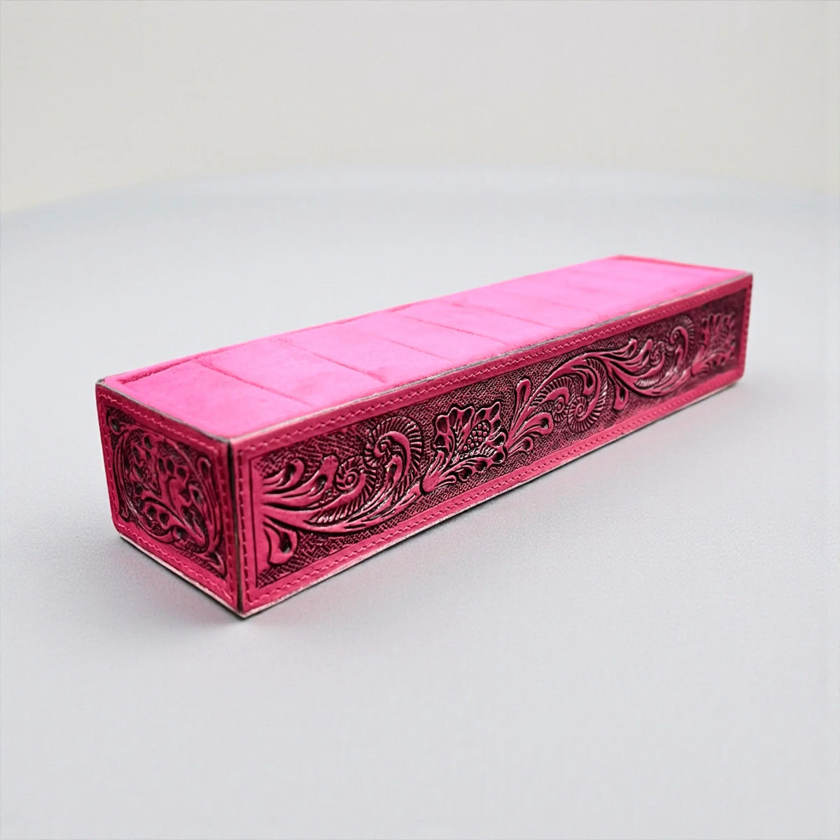Tooled leather ring holders